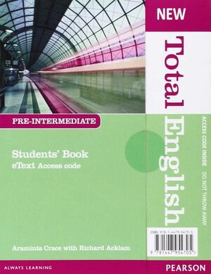 NEW TOTAL ENGLISH PRE-INTERMEDIATE ETEXT STUDENTS' BOOK ACCESS CARD