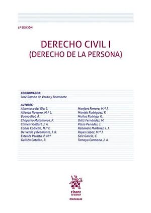 DERECHO CIVIL I. DERECHO DE LA PERSONA. 5ª EDICIÓN