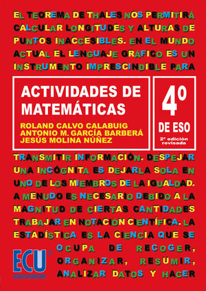 ACTIVIDADES DE MATEMÁTICAS. 4.º ESO